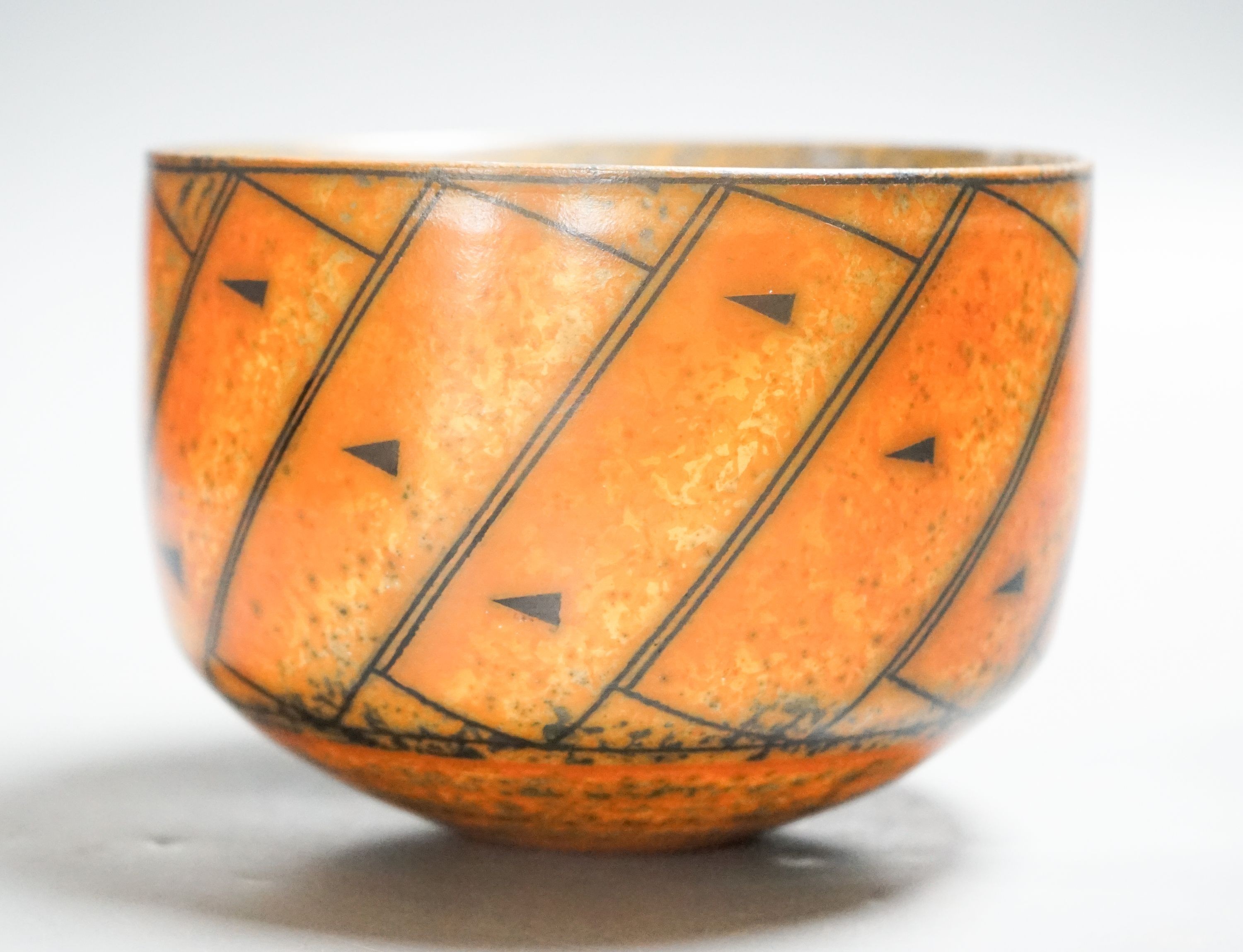 Duncan Ross (b.1943), a burnished terra-sigillata U-shaped vase (small glaze flake to rim) 15cm wide